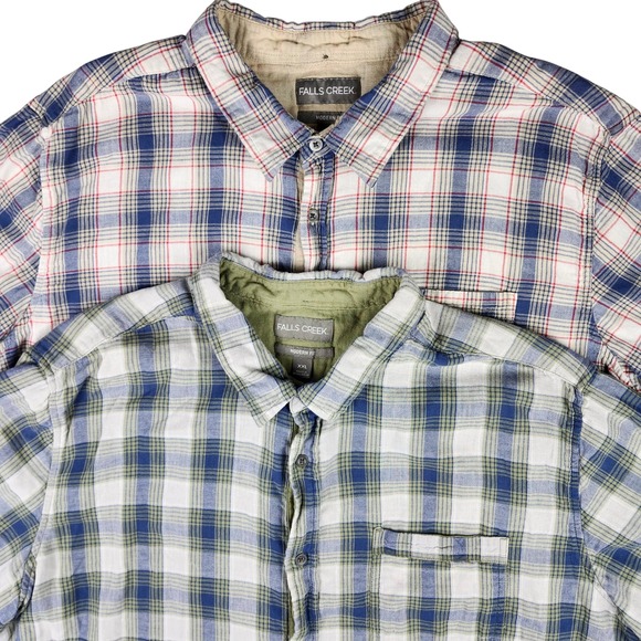 Falls Creek Other - Falls Creek Plaid Short Sleeve Button Up Shirt Modern Fit Mens XXL‎ Bundle of 2